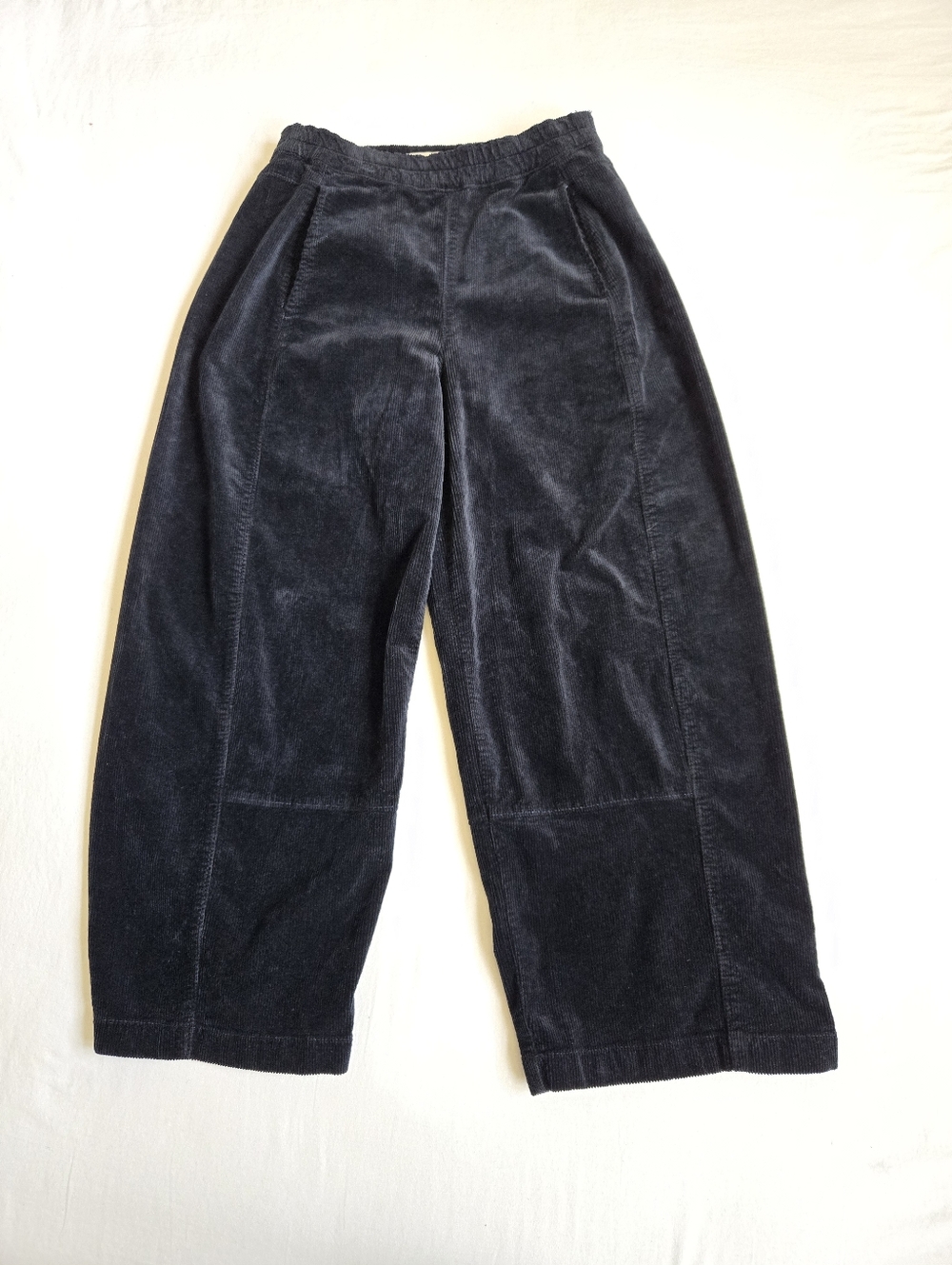 Anthropologie Pilcro Izzie Relaxed Pull On Corduroy Pants Barrel Leg Black XSP